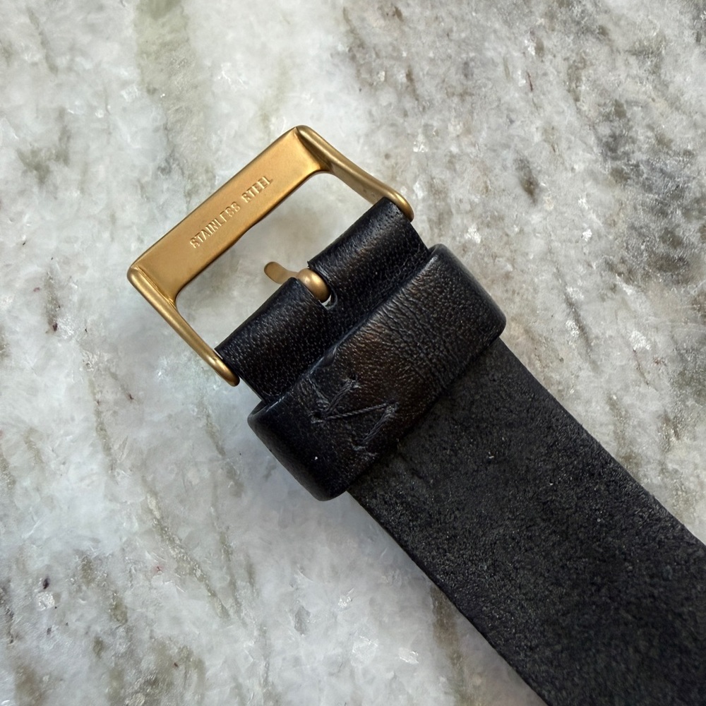 The HORSE  Gold Case Watch with Black Strap and White Dial - Picture 6 of 6